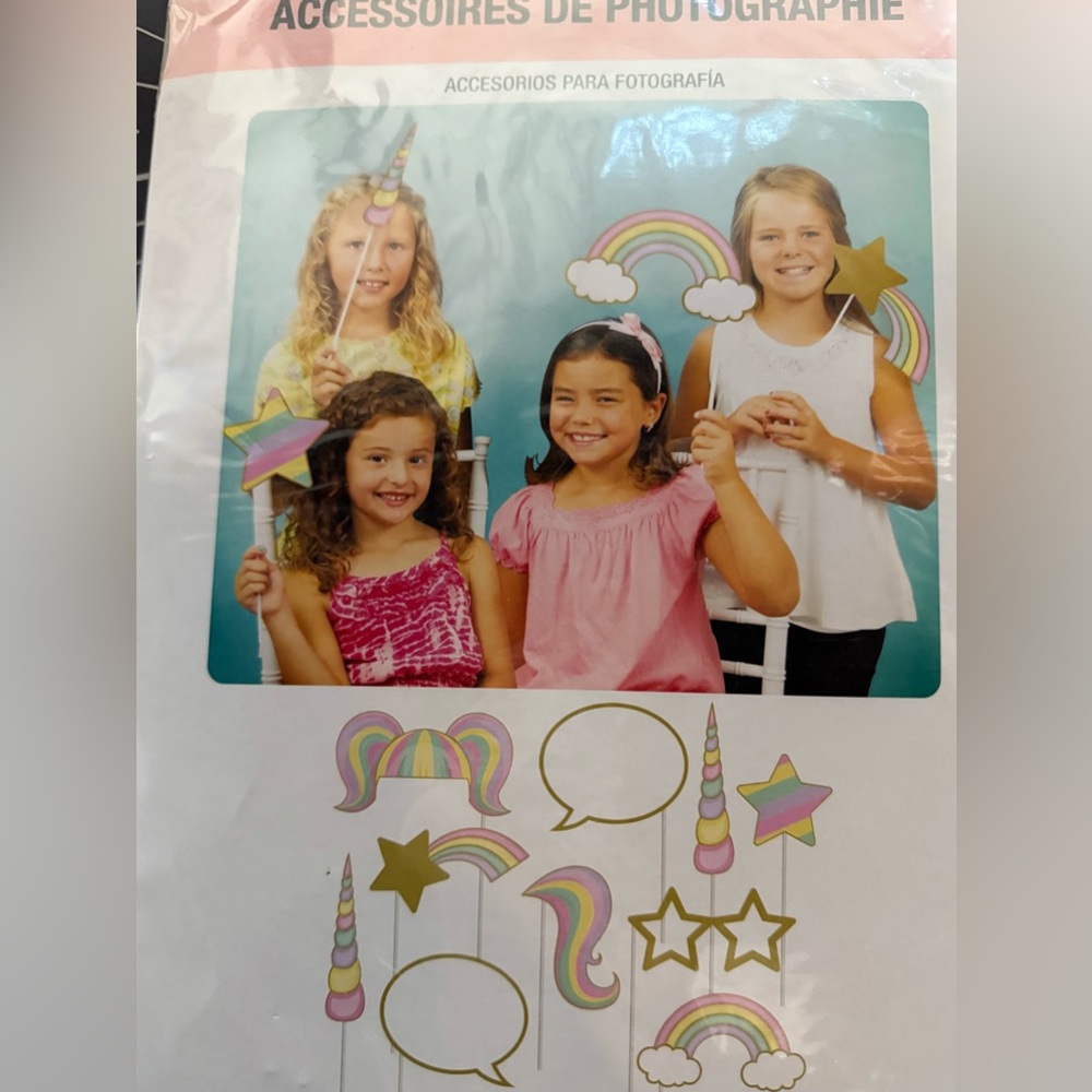 🦄 Rainbow Unicorn Photo Booth Props – 10-Piece Party Set! 🌈✨